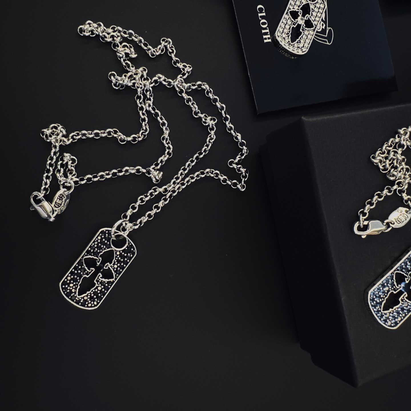 Chrome Hearts Silver Cross Tag Necklace